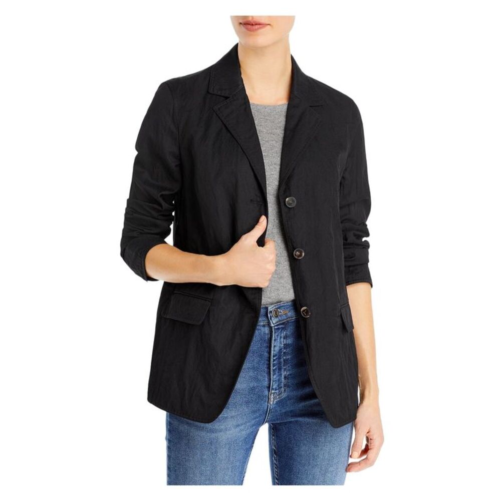 LAFAYETTE 148 NEW YORK Womens Black Pocketed Textured Button Up Blazer Jacket XS - Picture 3 of 3